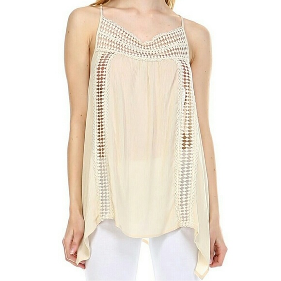 "Gaia" Crochet Tunic Tank Cream Med NWT LAST ONE✔✔ - Picture 3 of 3